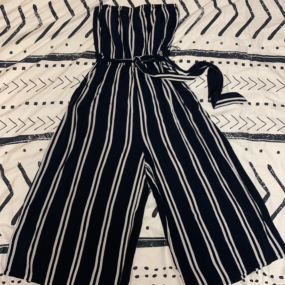 Black and white striped jumpsuit